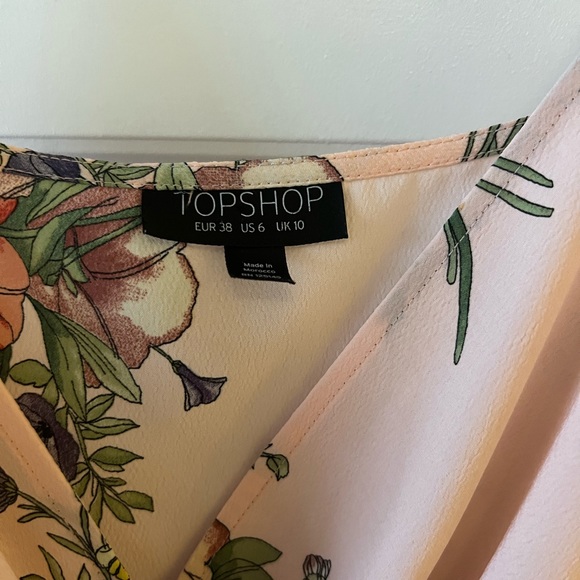 Topshop pink floral midi wrap dress, size 6 - Picture 3 of 6